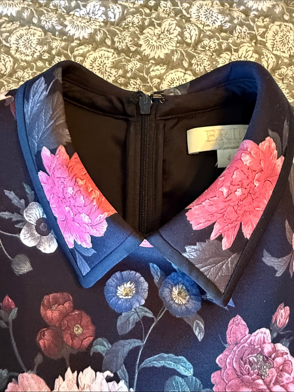 ERIN by Erin Fetherston Black Floral Long-Sleeve Fit & Flare‎ Dress - Picture 5 of 6